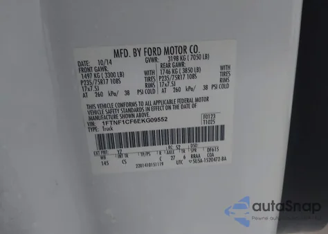 2014 Ford F-150 Xl из США, поврежденный, VIN 1FTNF1CF6EKG09552